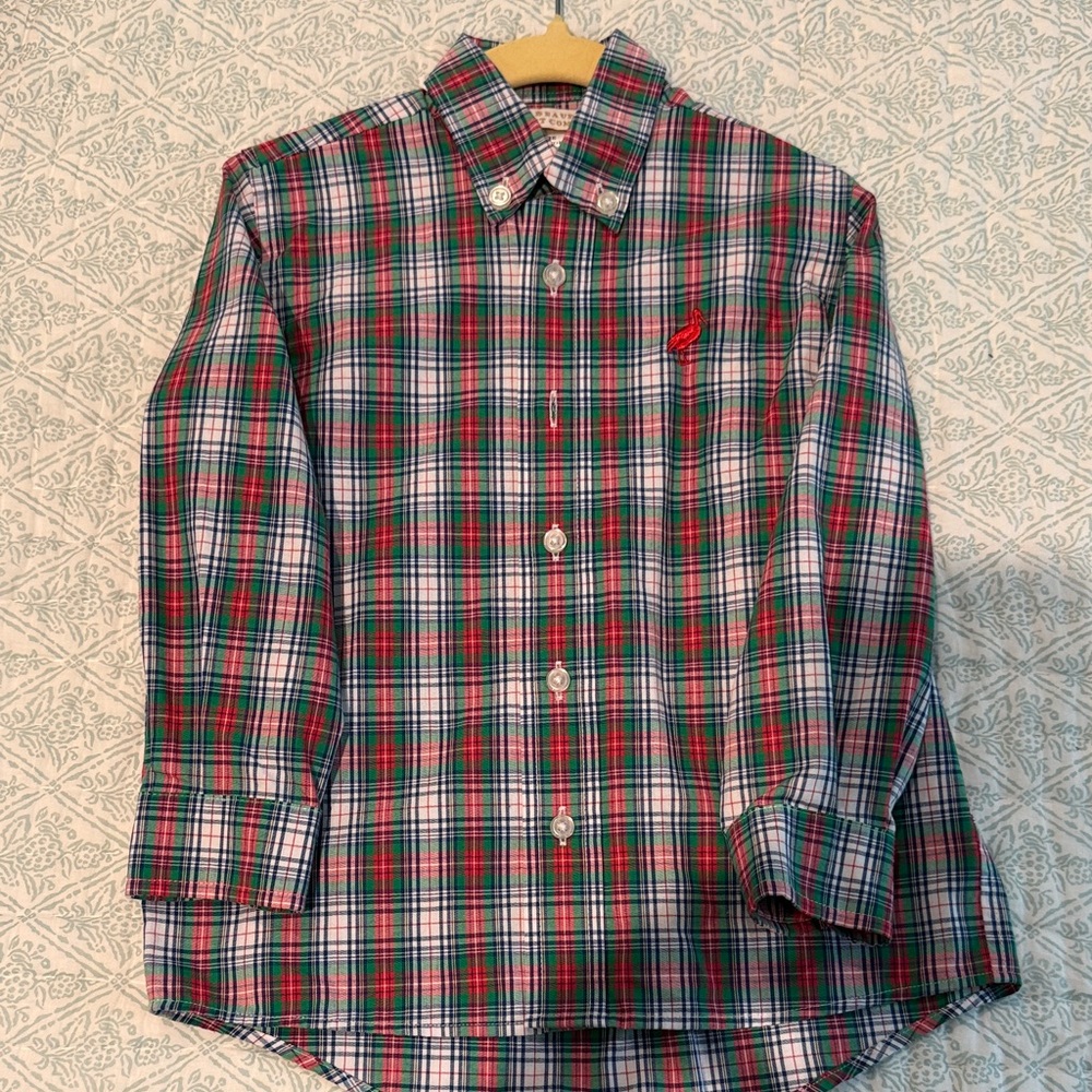 Plaid Button-Down Shirt - Red and Green